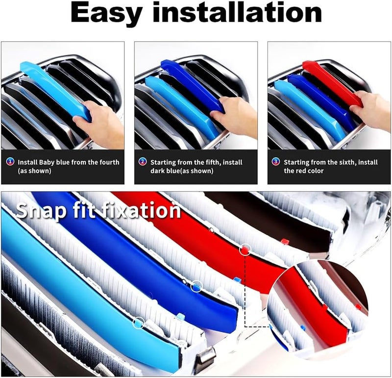 Goodream Exact Fit Tricolored Front Grille Insert Trims Compatible with BMW X5 G05 2024 2025 Accessories for 7-Beams Standard Kidney Grille - Image 5